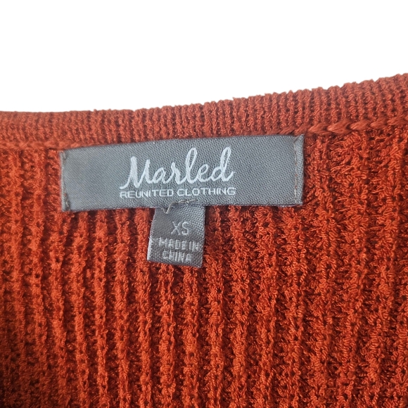 Marled By United Clothing Sleveless V Neck Knitted Top, Burnt Orange, Size XS - Picture 3 of 8